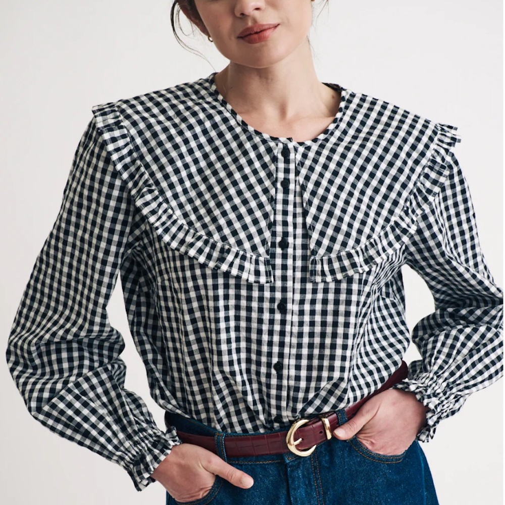 Nobody's Child Black Gingham Blouse 36 (4)
